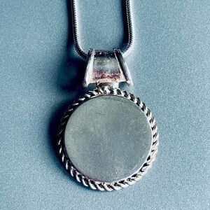ROUND ENGRAVABLE DISC PENDANT / SLIDE ROPE EDGE STERLING SILVER VINTAGE …